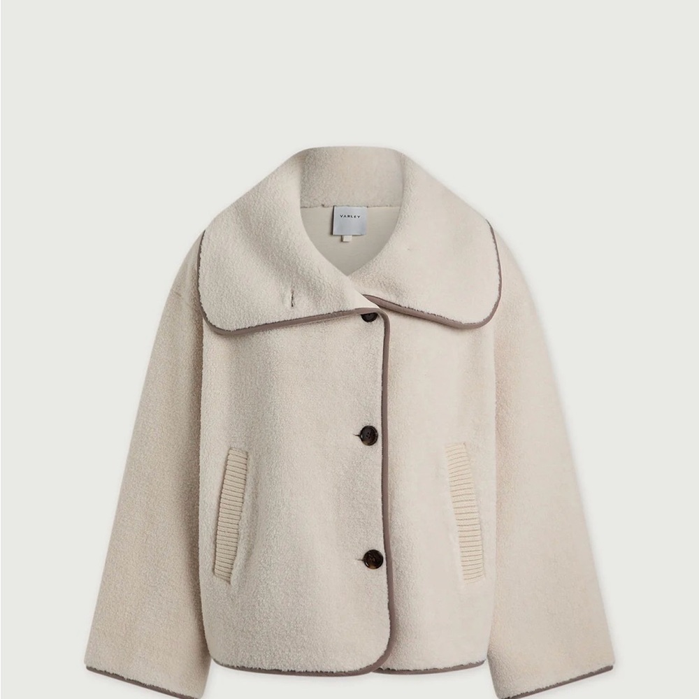 Romane Boxy Sherpa Jacket in color Sandshell